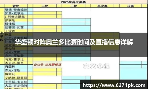 华盛顿对阵奥兰多比赛时间及直播信息详解